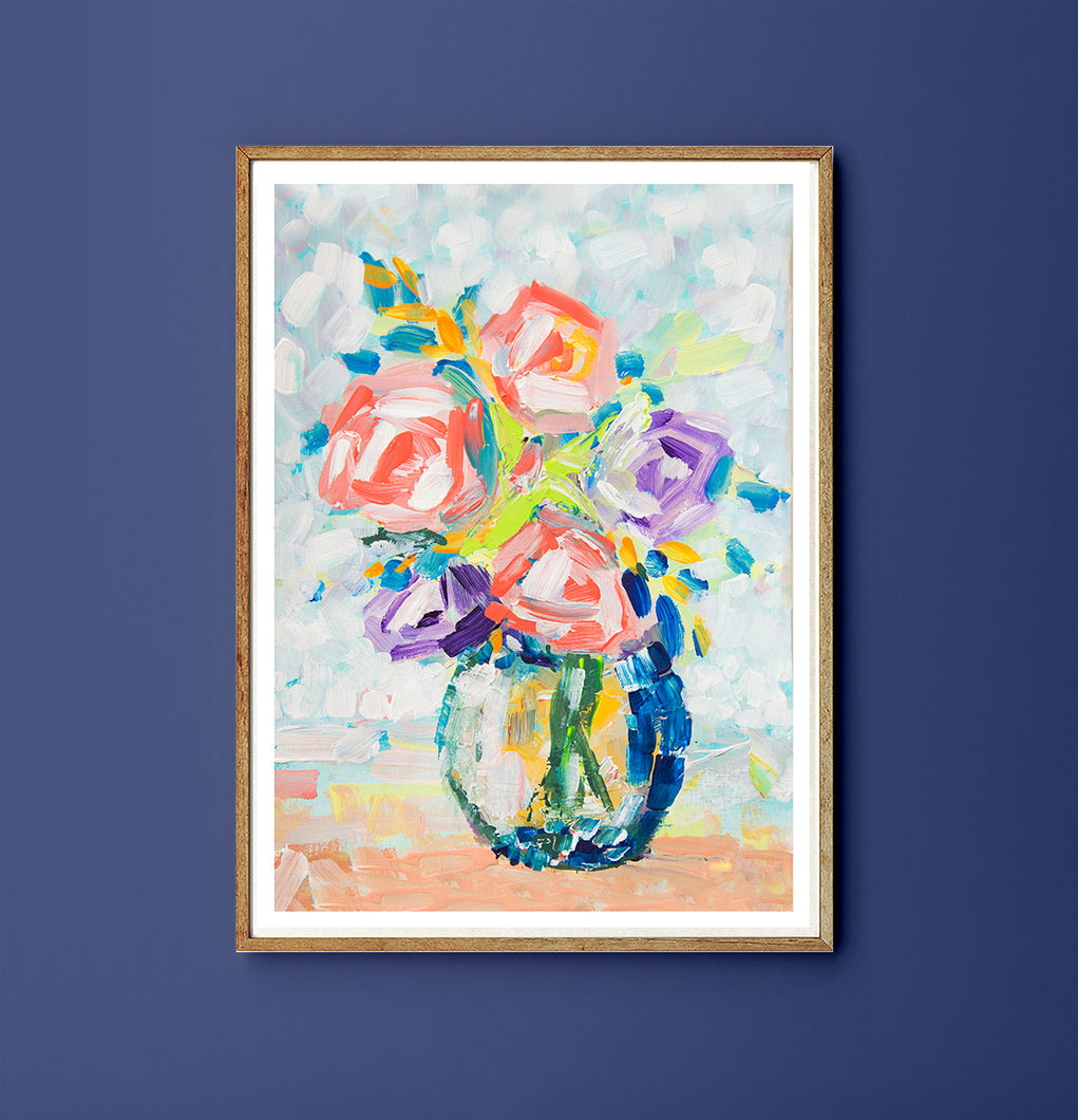 FLOWERS IN VASE - Flower painting Art Print